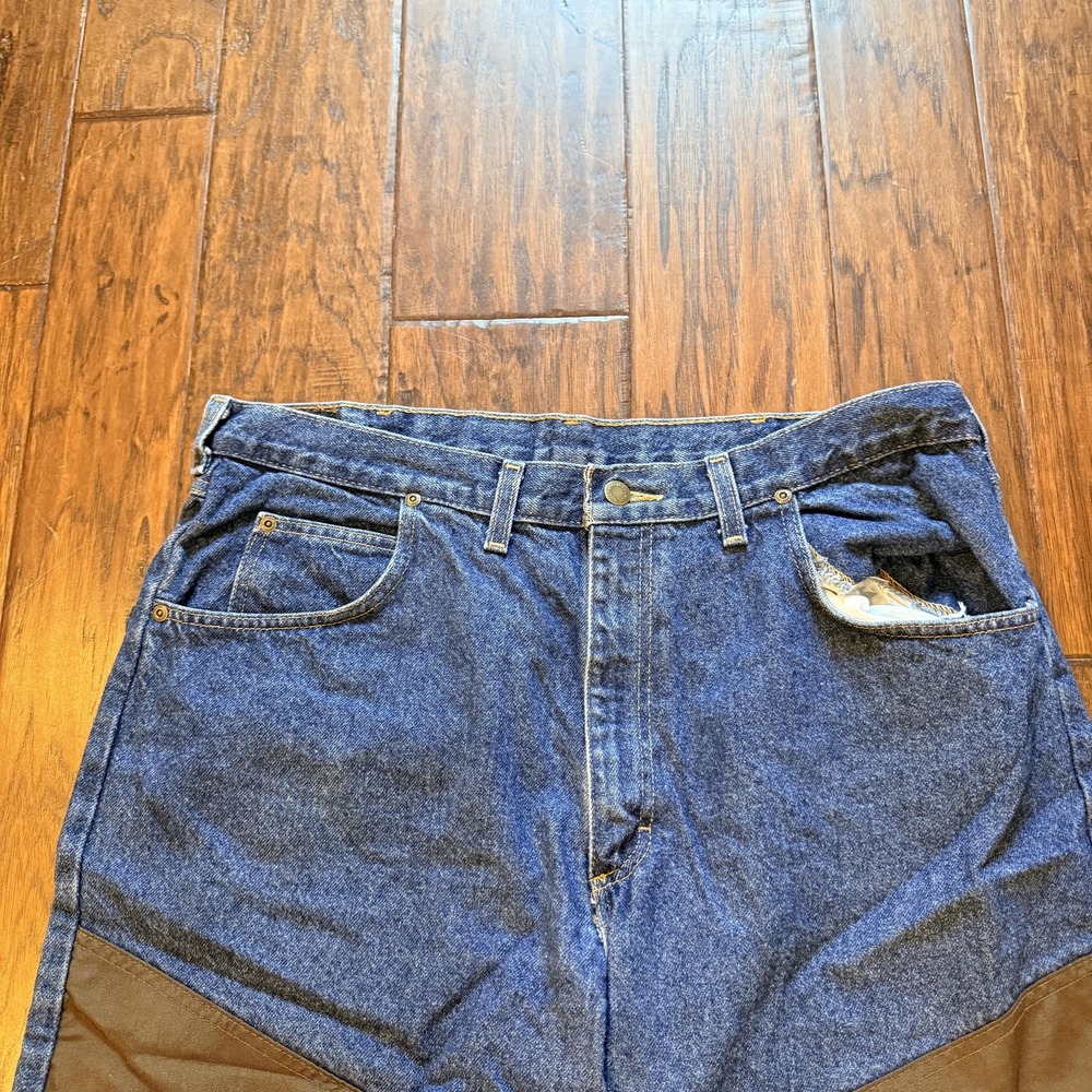 Wrangler Jeans Mens 38x30 Blue Denim Nylon Relaxed Fit Workwear Straight 97GR2IN - Picture 2 of 10